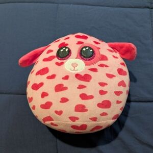 TY Squish-A-Boos Plush Tickle Valentine's Stuffed Dog 9" Pink Hearts